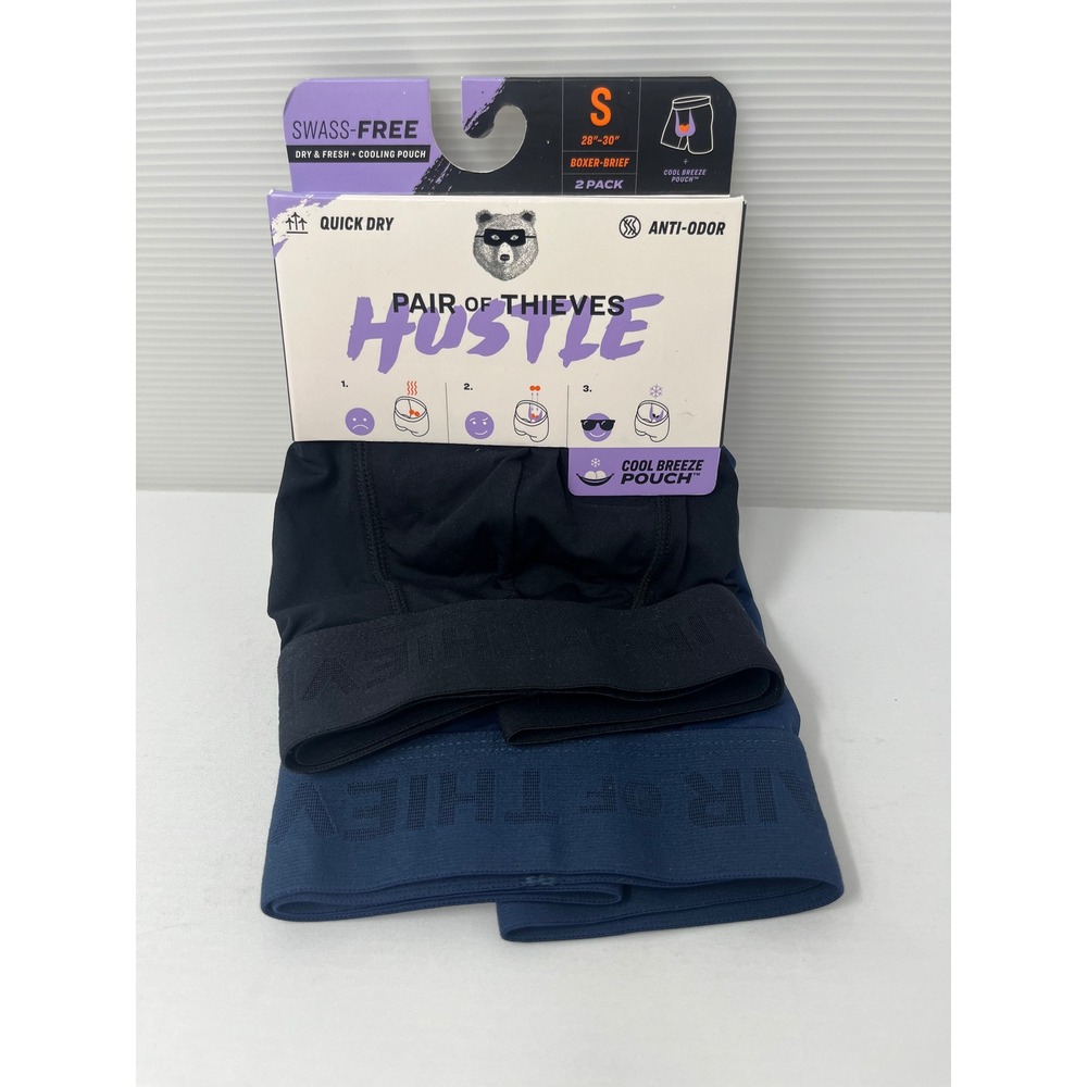 Pair of Thieves Hustle Boxer Briefs 2 Pack Black Navy Blue Small S 28-30 NEW